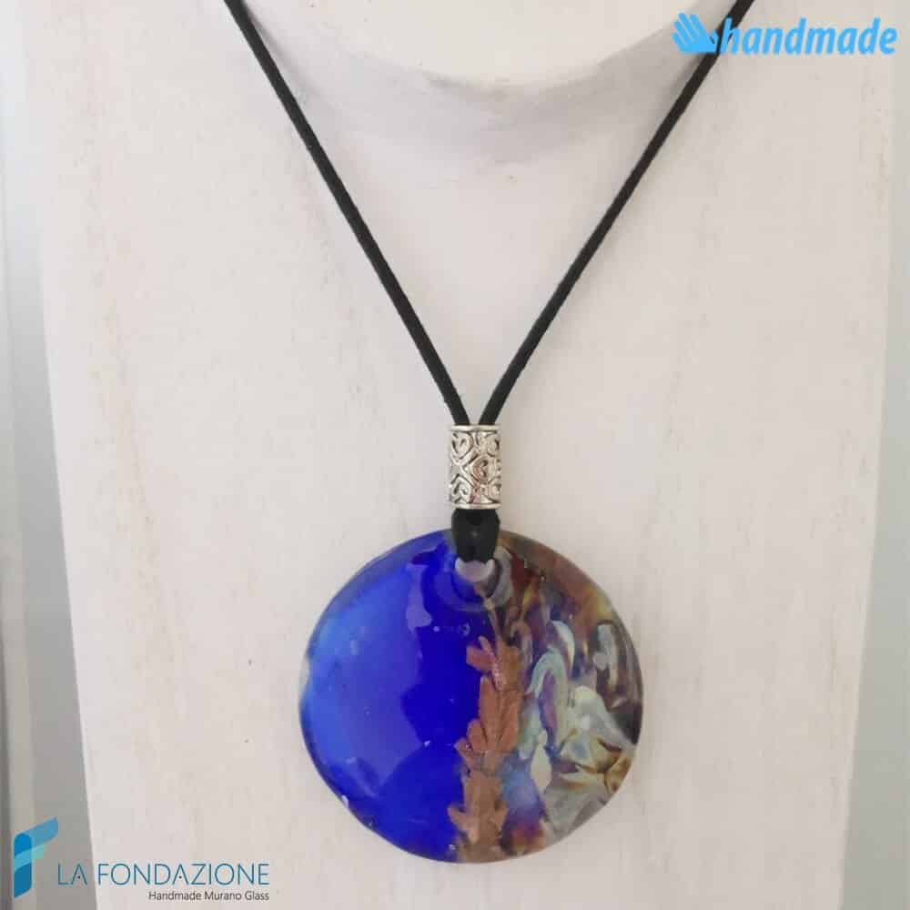 Pendente Disco Calcedonio Blu elettrico - La Fondazione - PEND0068