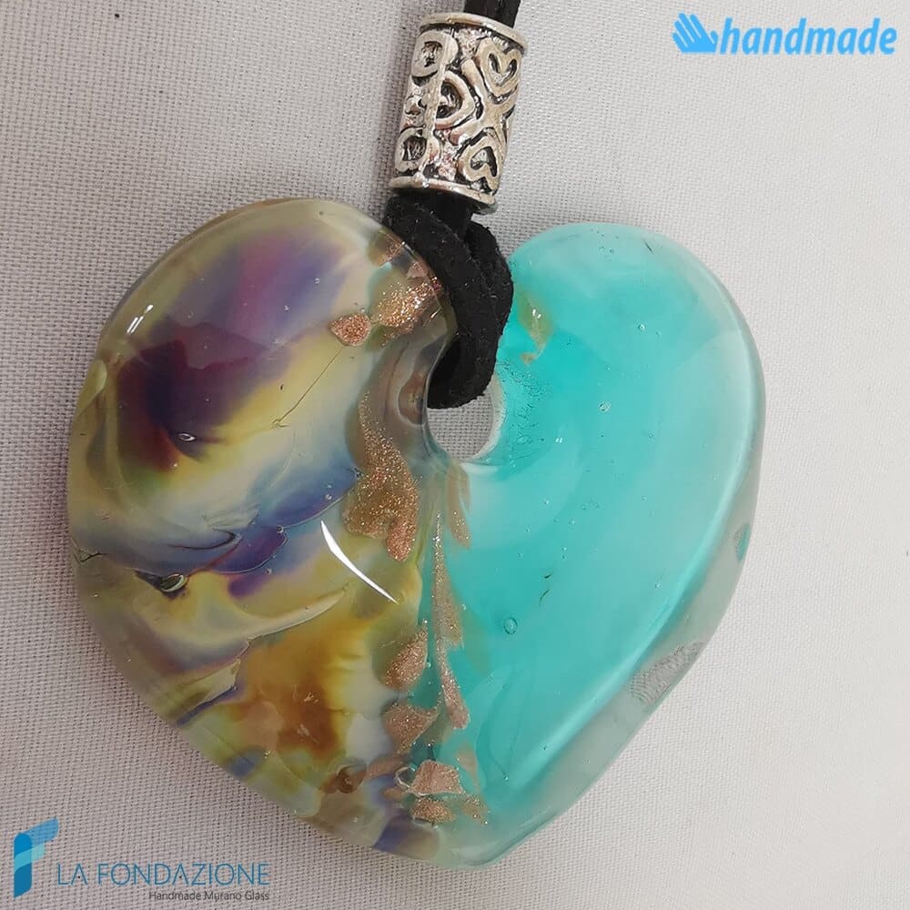 Pendente Cuore Calcedonio Verde Acqua - La Fondazione snc - PEND0069