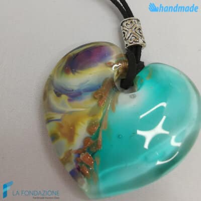 Green Water Chalcedony Heart Pendant - La Fondazione snc - PEND0069