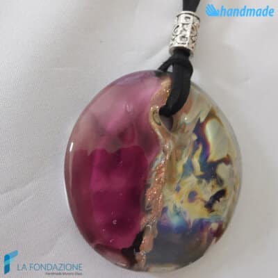 Amethyst Chalcedony Disc Pendant -  La Fondazione snc - PEND0070