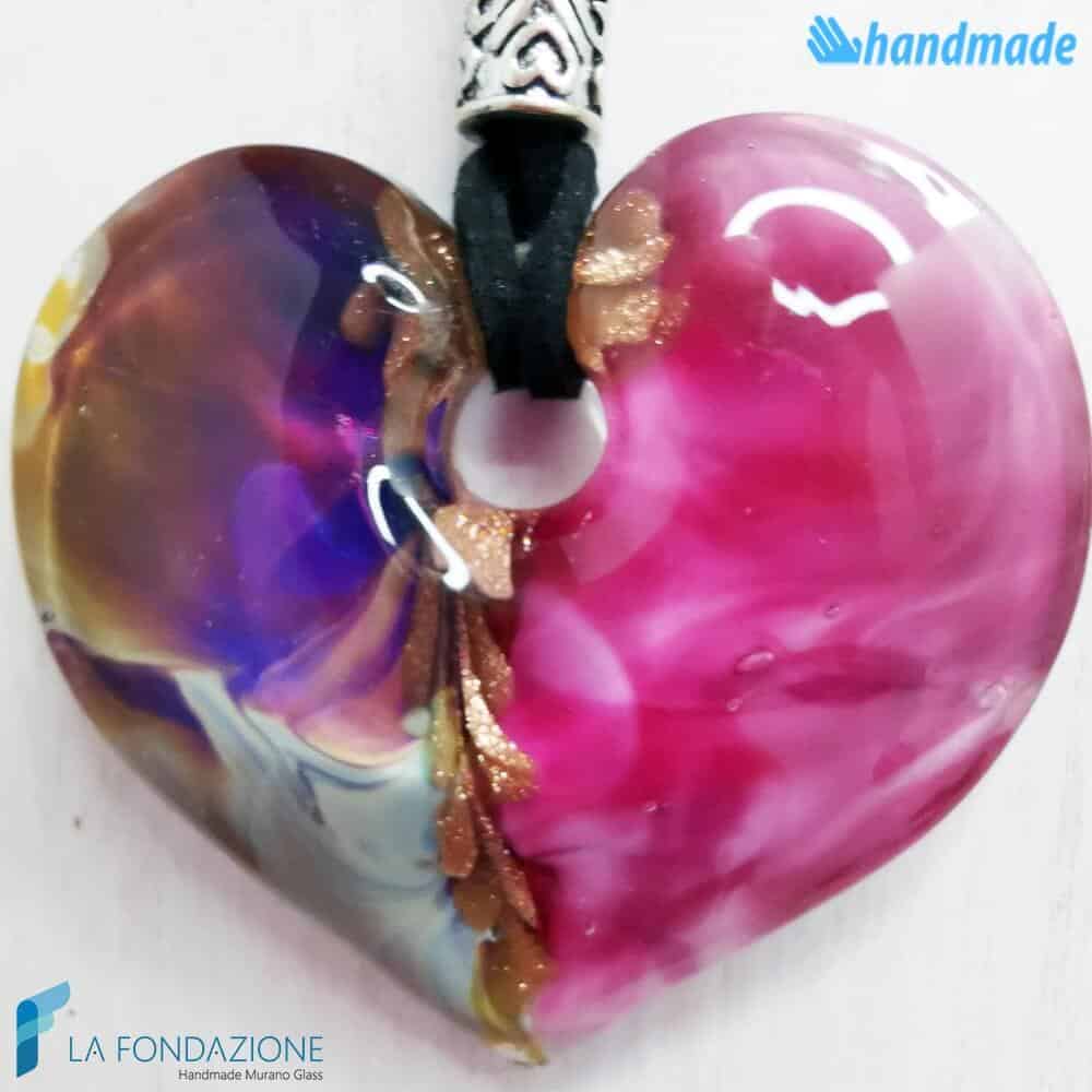 Pendente Cuore Calcedonio Fucsia - La Fondazione snc - PEND0071