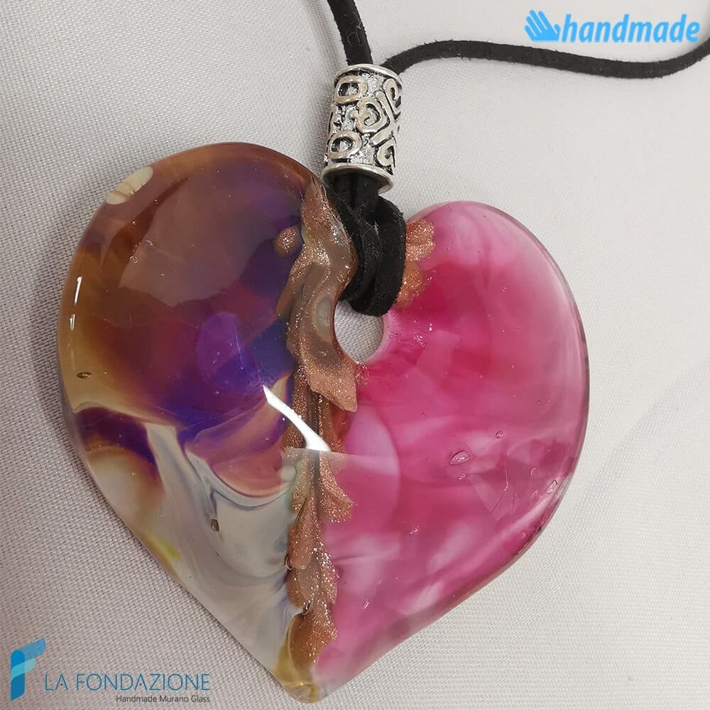 Pendente Cuore Calcedonio Fucsia - La Fondazione snc - PEND0071