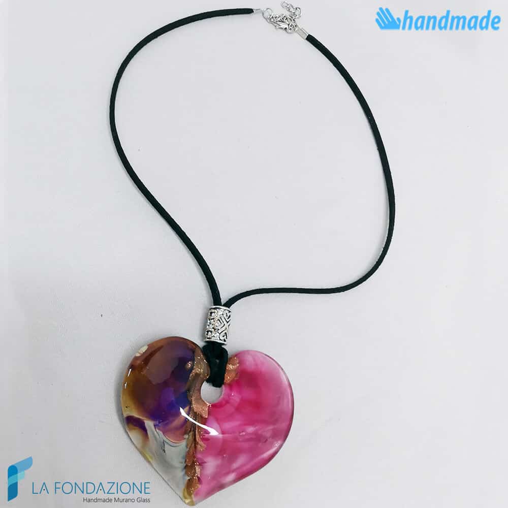 Pendente Cuore Calcedonio Fucsia - La Fondazione snc - PEND0071