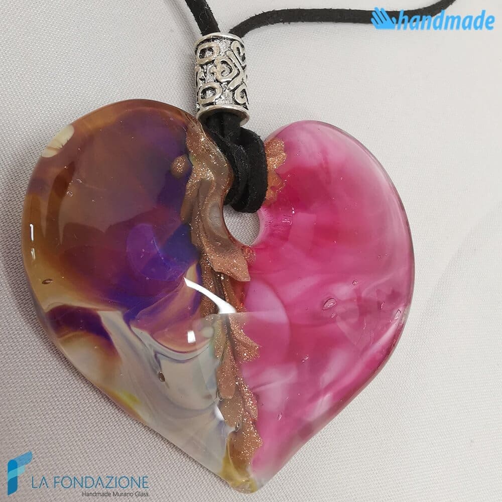 Pendente Cuore Calcedonio Fucsia - La Fondazione snc - PEND0071