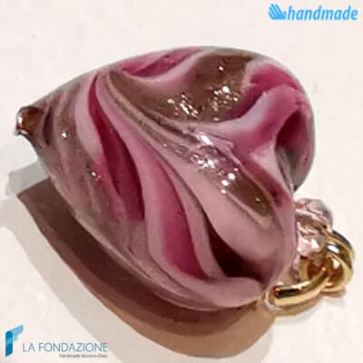 Set of 4 Phoenician Hearts Pearls handmade in Murano glass and avventurine Italy - La Fondazione - PERLA010