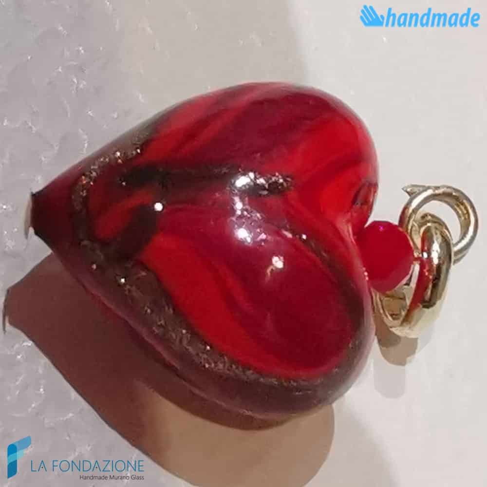 Set of 4 Phoenician Hearts Pearls handmade in Murano glass and avventurine Italy - La Fondazione - PERLA010