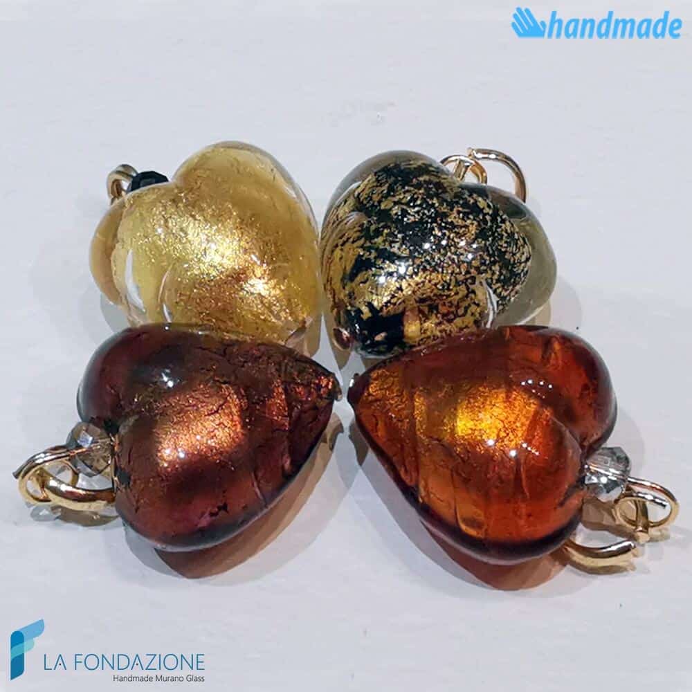 Set of 5 Soleado Hearts with gold leaf - La Fondazione - PERLA017