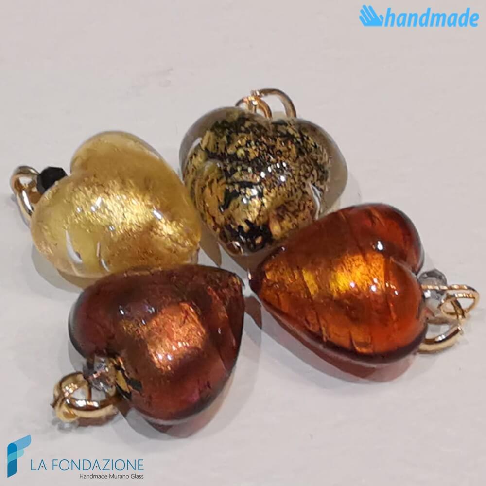 Set 4 Cuori Soleado con foglia oro in vetro di Murano - La Fondazione - PERLA017