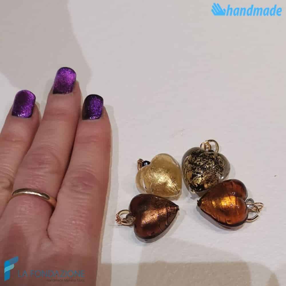 Set of 5 Soleado Hearts with gold leaf - La Fondazione - PERLA017