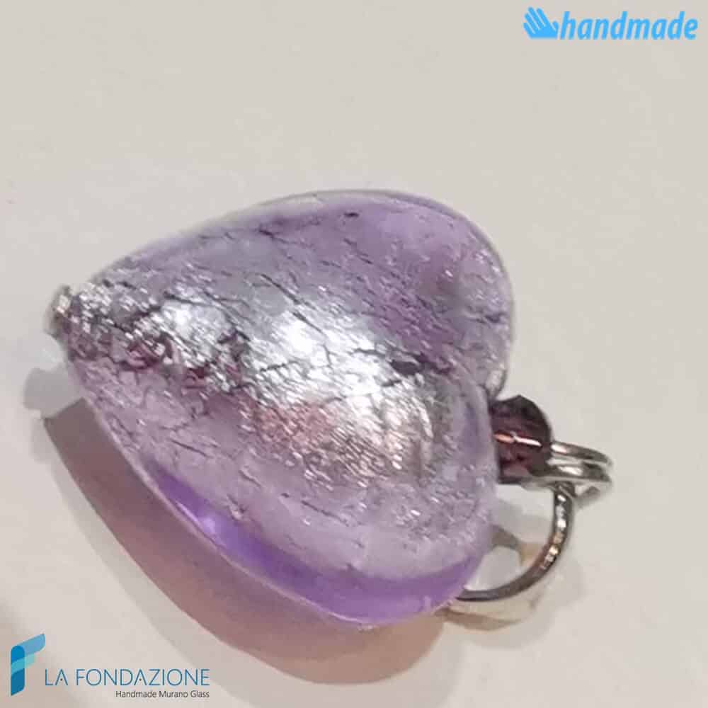 Set 5 Cuori Ice con foglia argento in vetro di Murano - La Fondazione - PERLA018