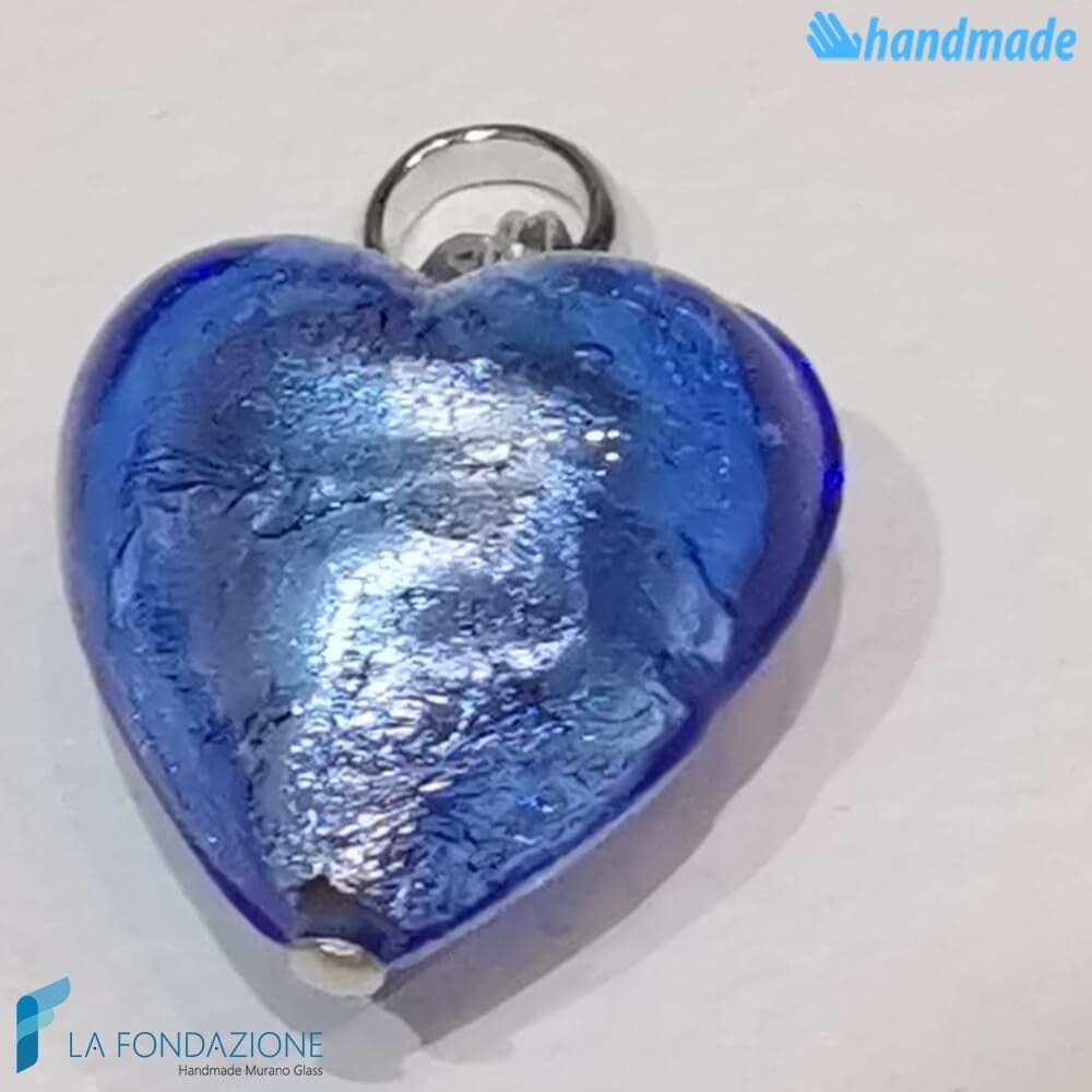 Set 5 Cuori Ice con foglia argento in vetro di Murano - La Fondazione - PERLA018