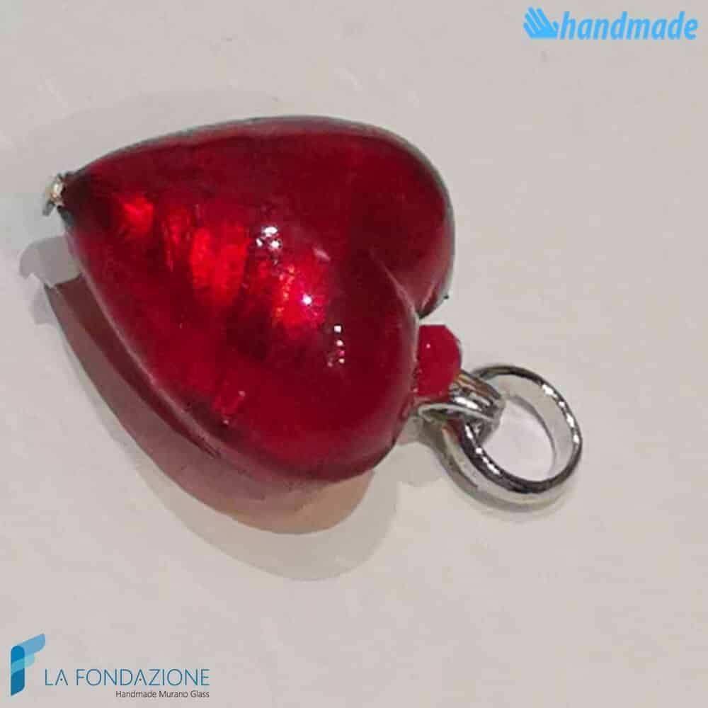 Set 5 Cuori Ice con foglia argento in vetro di Murano - La Fondazione - PERLA018