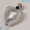 Set of 5 East Hearts with silver leaf Pearls handmade in Murano glass - La Fondazione - PERLA019