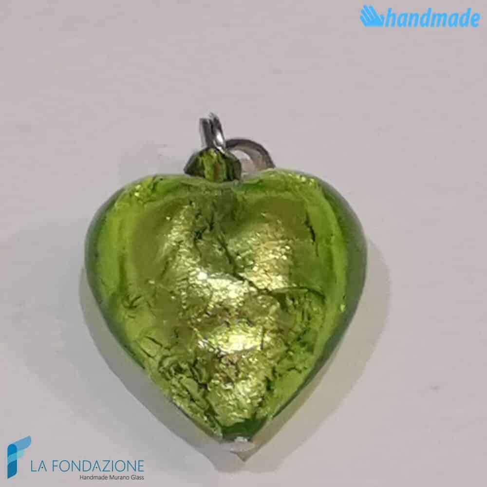 Set of 5 East Hearts with silver leaf Pearls handmade in Murano glass - La Fondazione - PERLA019