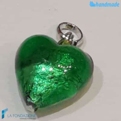 Set of 5 East Hearts with silver leaf Pearls handmade in Murano glass - La Fondazione - PERLA019