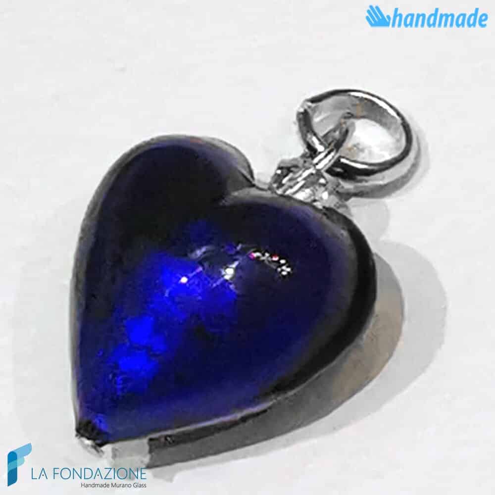 Set of 5 East Hearts with silver leaf Pearls handmade in Murano glass - La Fondazione - PERLA019