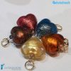 Set of 5 East Hearts with gold leaf Pearls handmade in Murano glass - La Fondazione - PERLA020