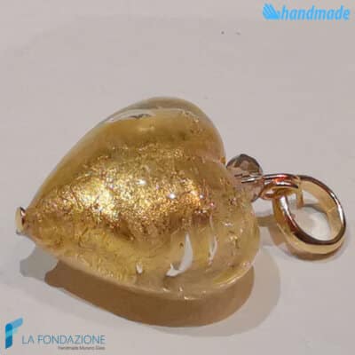 Set of 5 East Hearts with gold leaf Pearls handmade in Murano glass - La Fondazione - PERLA020