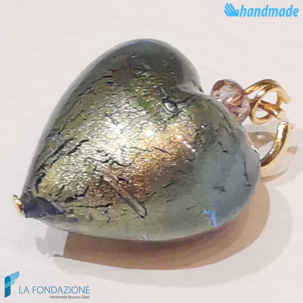 Set of 5 East Hearts with gold leaf Pearls handmade in Murano glass - La Fondazione - PERLA020