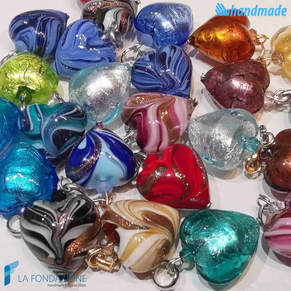 Set of 10 Mixed Hearts with Aventurine Pearls - La Fondazione - PERLA021