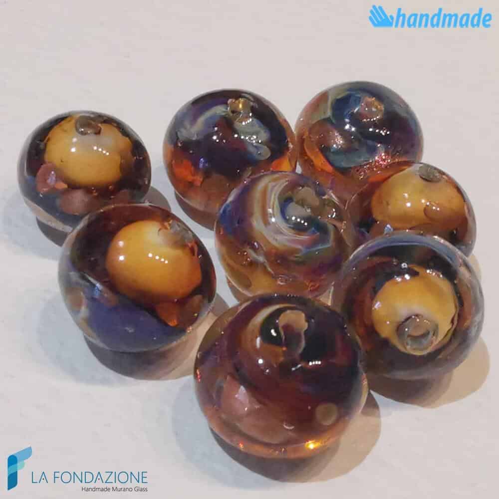 Set 8 Perle Calcedonio 12 mm Ambra - La Fondazione snc - PERLA025