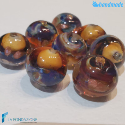 Set 8 Perle Calcedonio 12 mm Ambra - La Fondazione snc - PERLA025