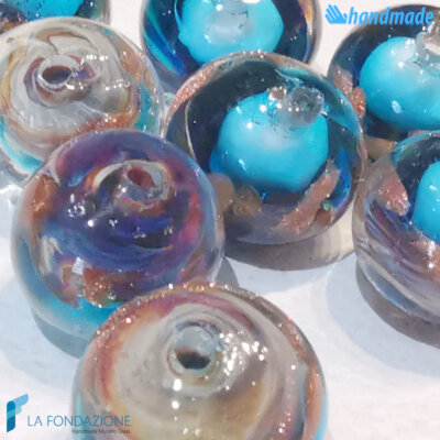 Set of 8 Chalcedony Beads 12 mm Turquoise - La Fondazione snc - PERLA026