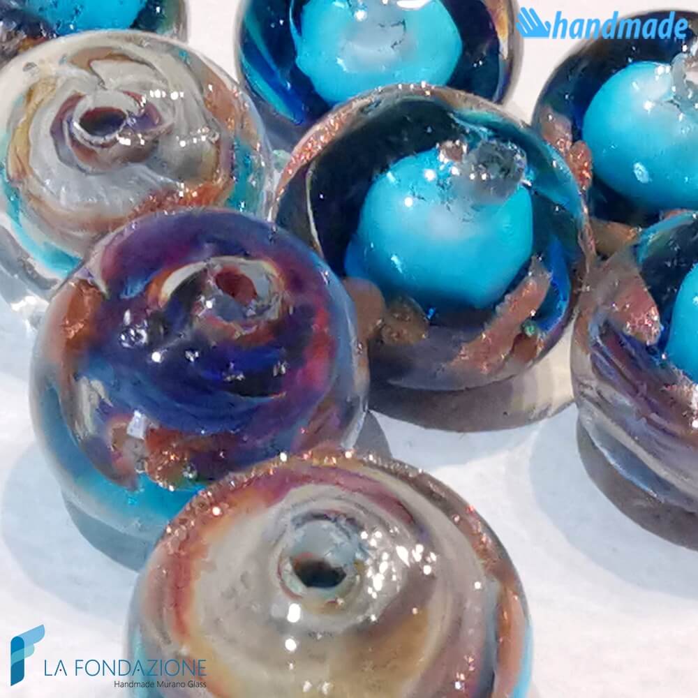 Set of 8 Chalcedony Beads 12 mm Turquoise - La Fondazione snc - PERLA026