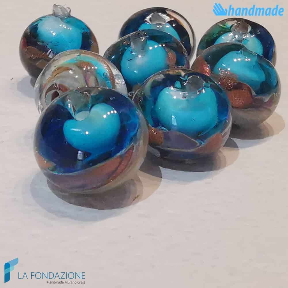 Set of 8 Chalcedony Beads 12 mm Turquoise - La Fondazione snc - PERLA026