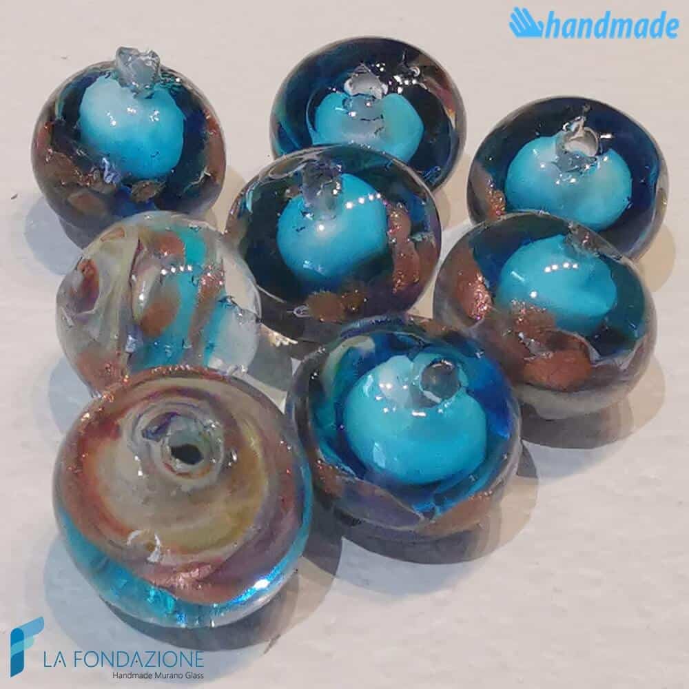 Set of 8 Chalcedony Beads 12 mm Turquoise - La Fondazione snc - PERLA026