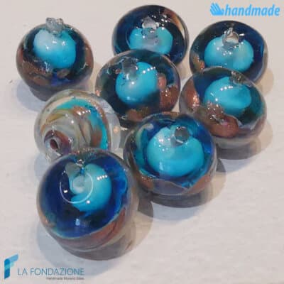 Set of 8 Chalcedony Beads 12 mm Turquoise - La Fondazione snc - PERLA026