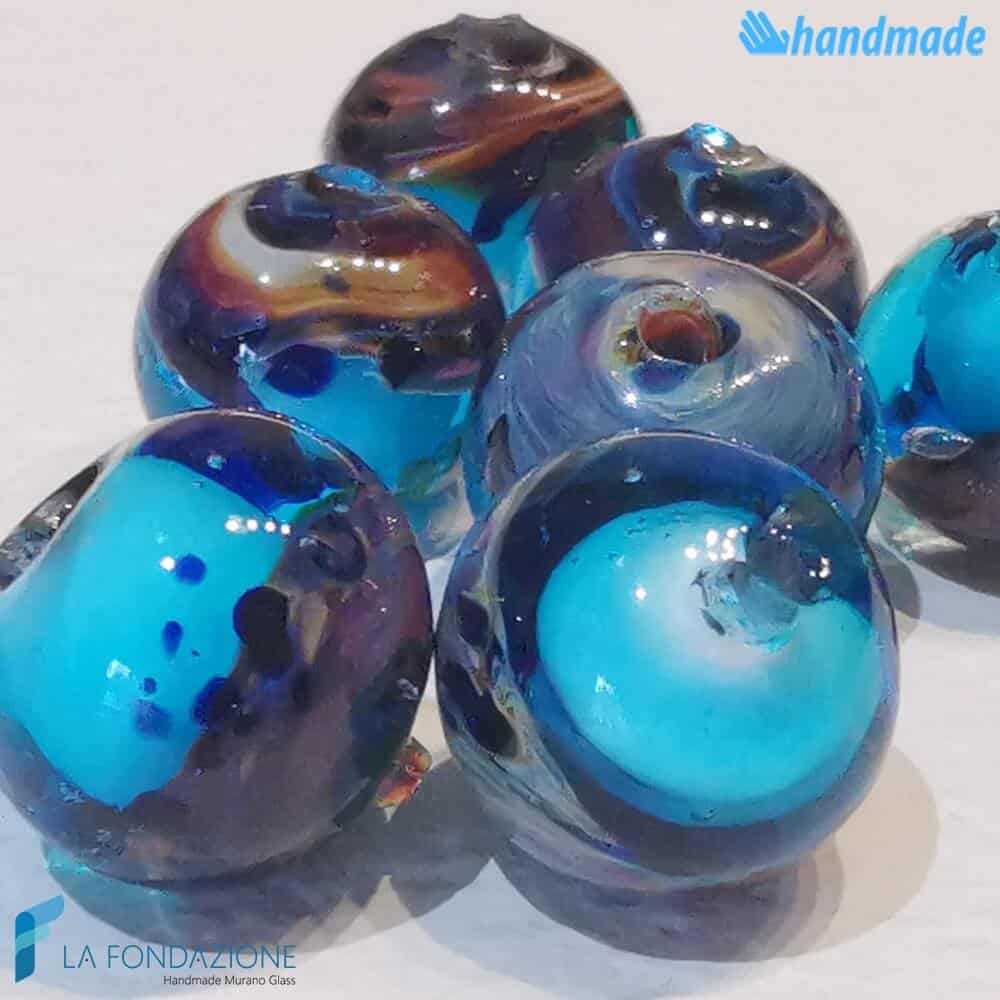 Set of 8 Chalcedony Beads 12 mm Turquoise - La Fondazione snc - PERLA026
