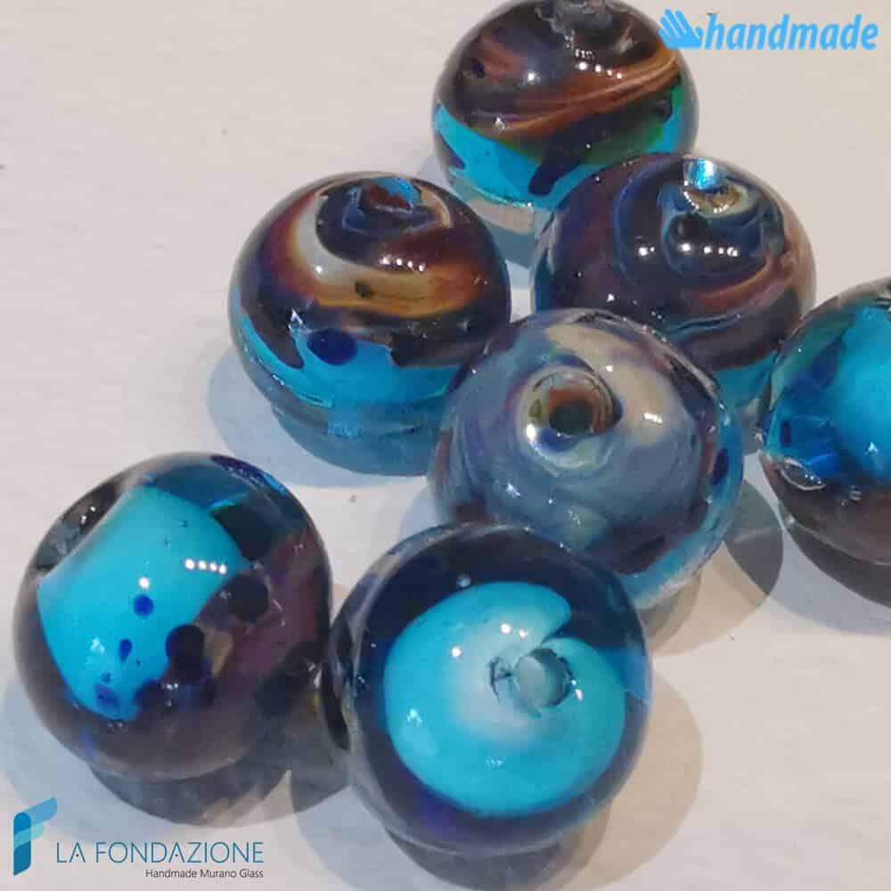Set of 8 Chalcedony Beads 12 mm Turquoise - La Fondazione snc - PERLA026