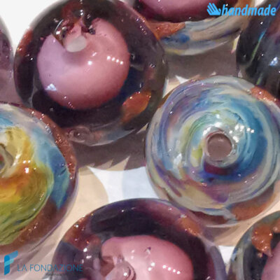 Set of 8 Chalcedony Beads 12 mm amethyst - La Fondazione snc - PERLA028
