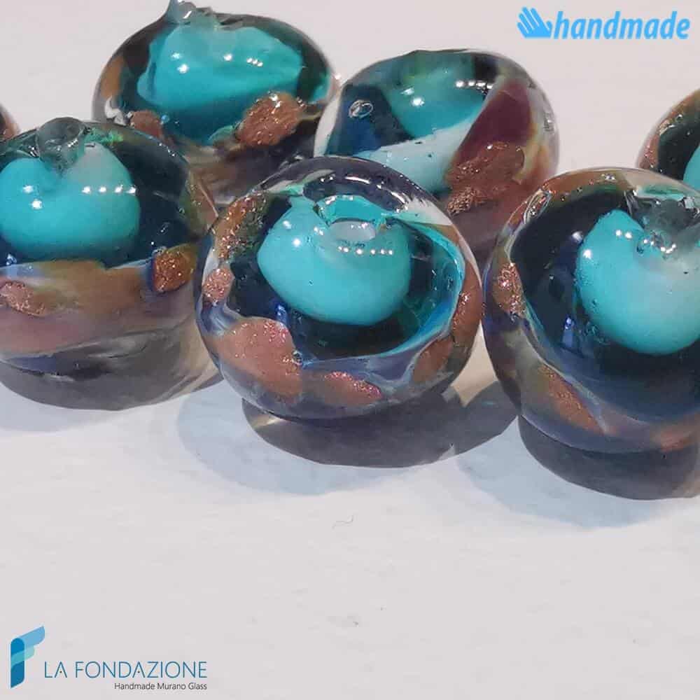 Set of 8 Chalcedony Beads 12 mm Green Water - La Fondazione snc - PERLA029