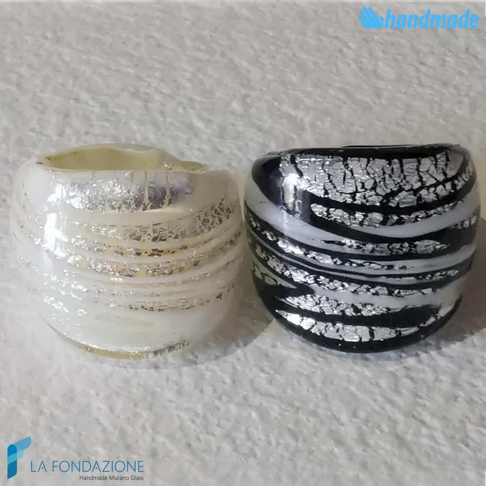 Tao Couple of Band Rings Black and white - La Fondazione snc - RINGS0121