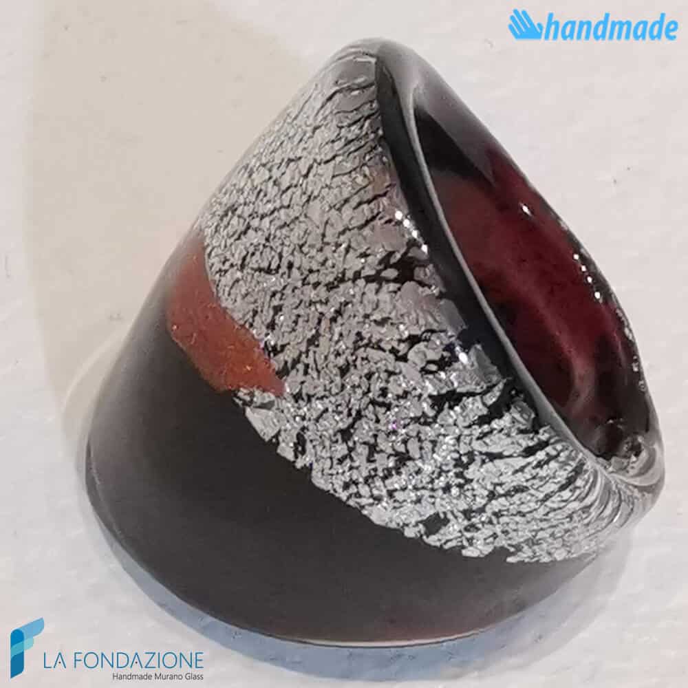 Black Flat Broken Silver Band Ring - La Fondazione snc - RINGS0125