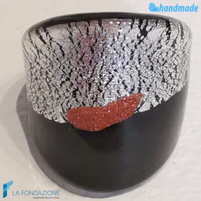 Black Flat Broken Silver Band Ring - La Fondazione snc - RINGS0125