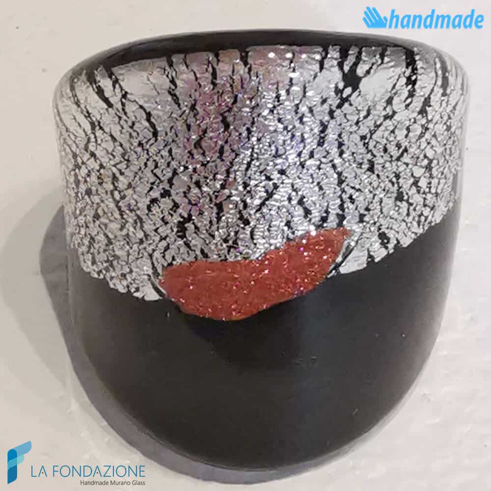 Black Flat Broken Silver Band Ring - La Fondazione snc - RINGS0125