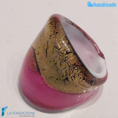 Fuchsia Flat Broken Gold Band Ring - La Fondazione snc - RINGS0126