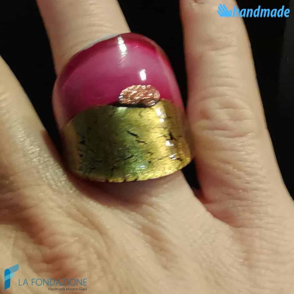Fascia Oro Rotto Piatto Fucsia - La Fondazione snc - RINGS0126