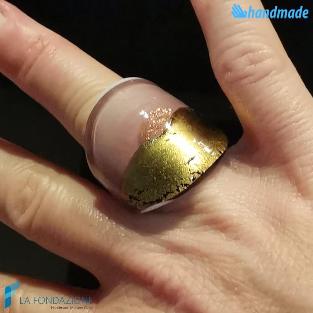 Anello Fascia Oro Rotto Piatto Rosa - La Fondazione snc - RINGS0127