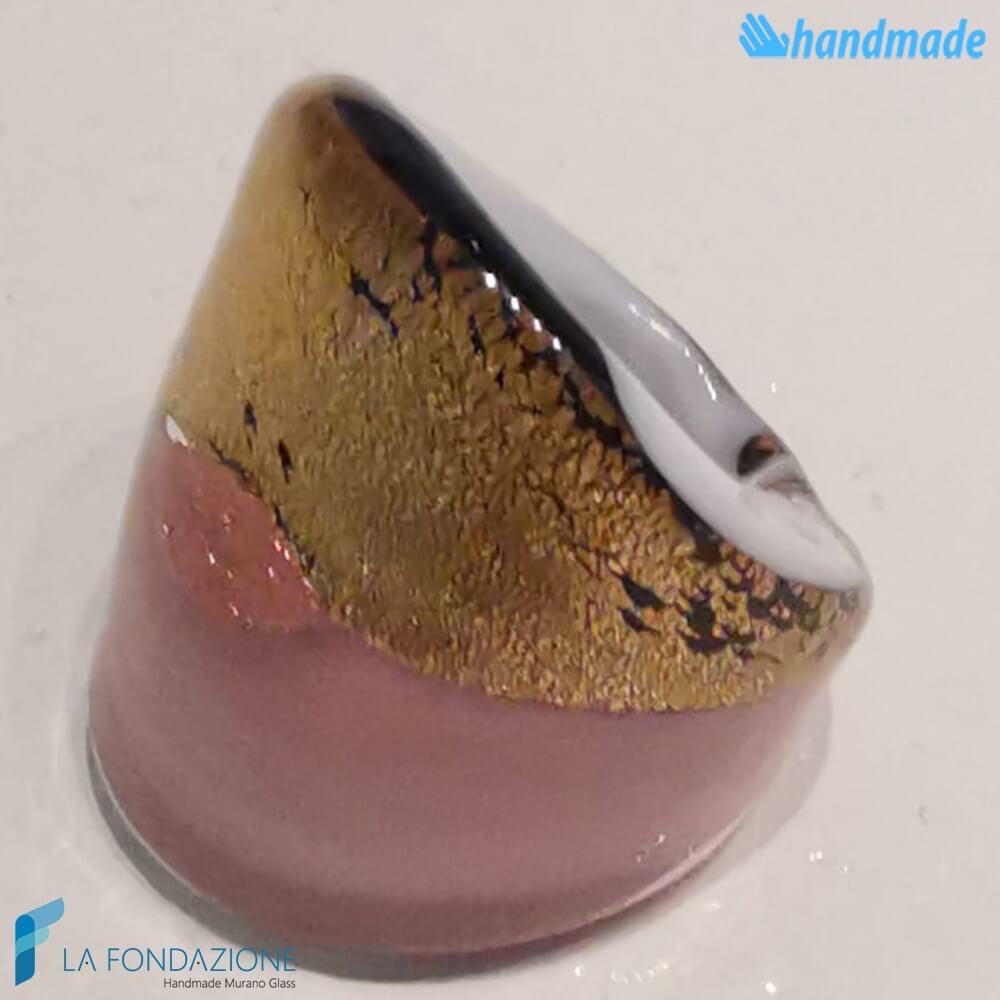 Pink Flat Broken Gold Band Ring - La Fondazione snc - RINGS0127