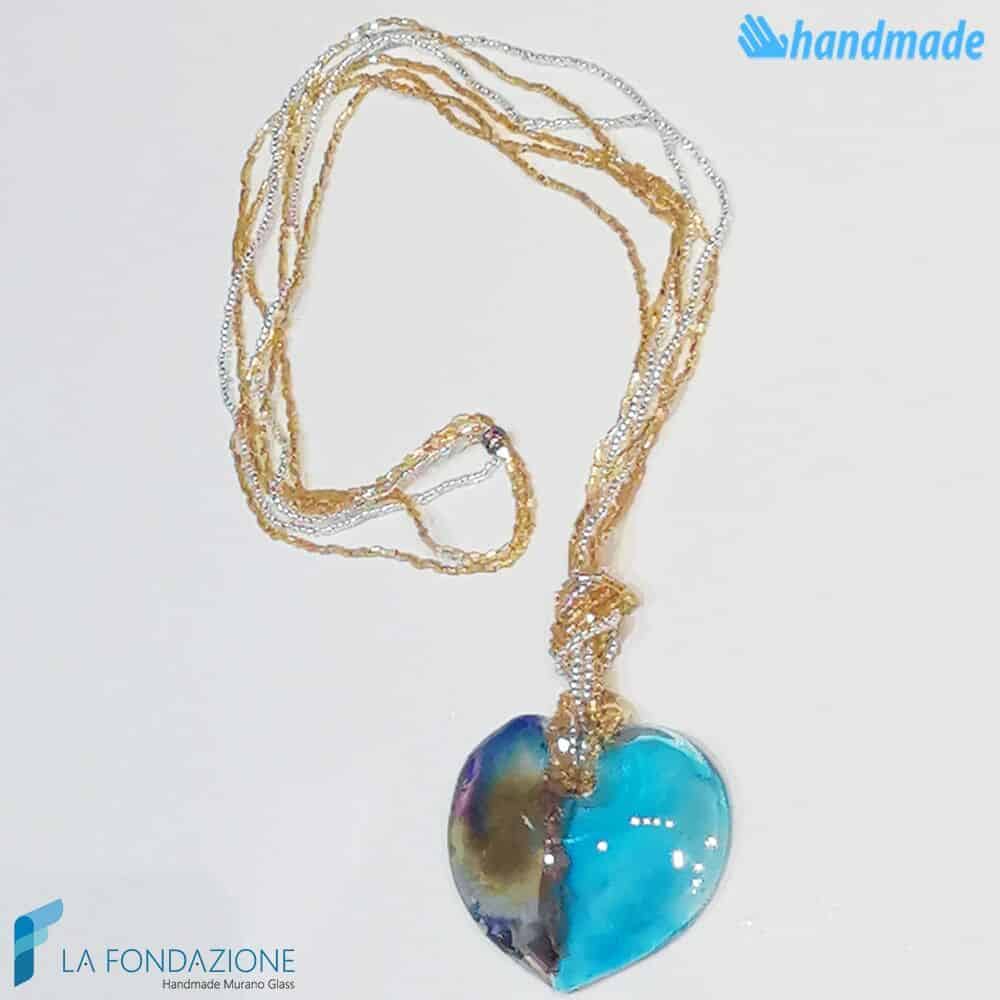 Collana Cuore Calcedonio Acquamare - La Fondazione snc - COLL0098