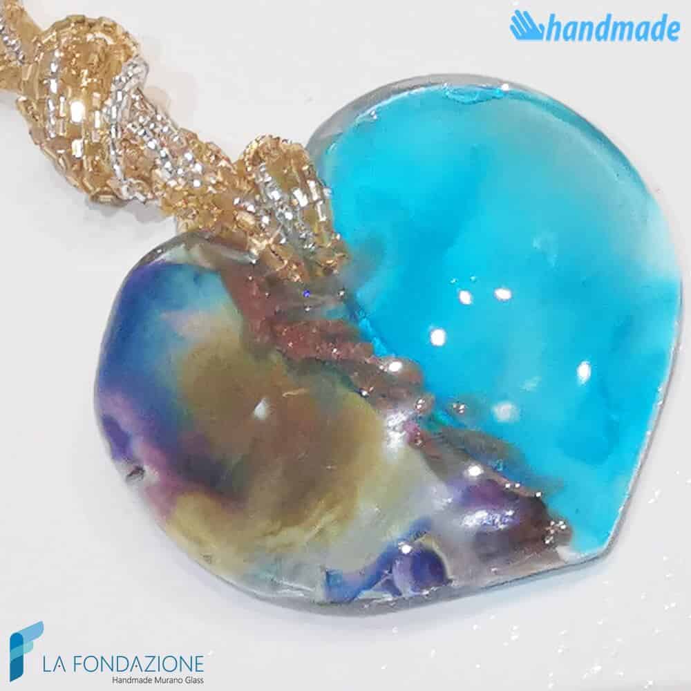 Collana Cuore Calcedonio Acquamare - La Fondazione snc - COLL0098