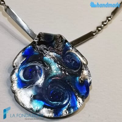 Three Vortices Silver Rhodium Shell Necklace in Murano glass - La Fondazione snc - COLL0100