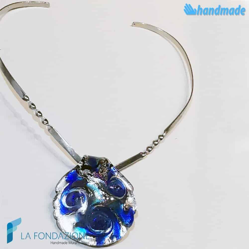Collana Conchiglia Tre Vortici Argento Rodiata in vetro di Murano - La Fondazione snc - COLL0100