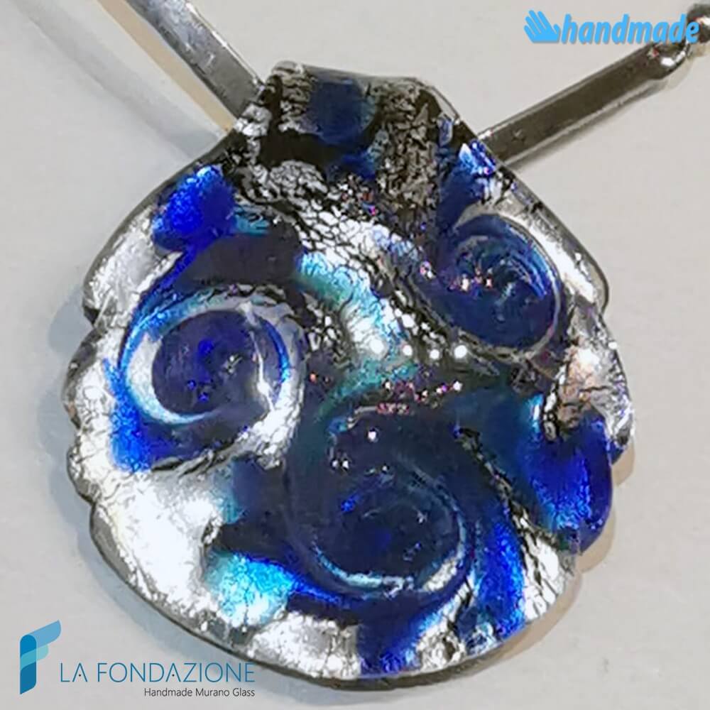 Collana Conchiglia Tre Vortici Argento Rodiata in vetro di Murano - La Fondazione snc - COLL0100