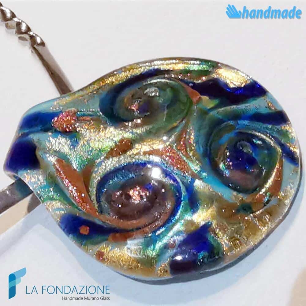Collana Conchiglia Tre Vortici Oro Rodiata in vetro di Murano fatta a mano - La Fondazione snc - COLL0101