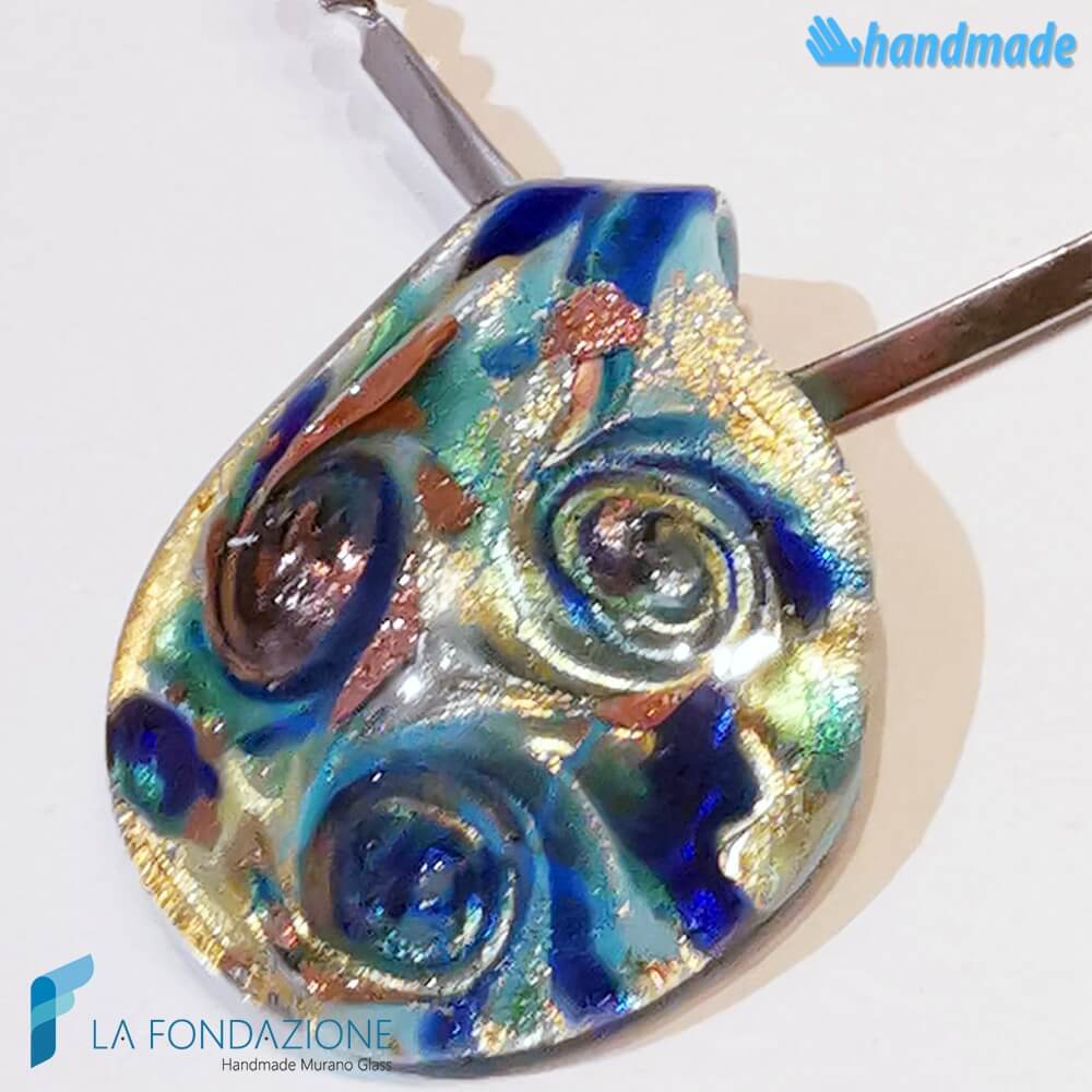 Collana Conchiglia Tre Vortici Oro Rodiata in vetro di Murano fatta a mano - La Fondazione snc - COLL0101